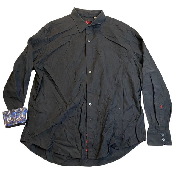 Robert Graham Mens Shirt 2XL Black Shirt Long Sleeve Button-Up With Patterned Cu - Picture 1 of 8